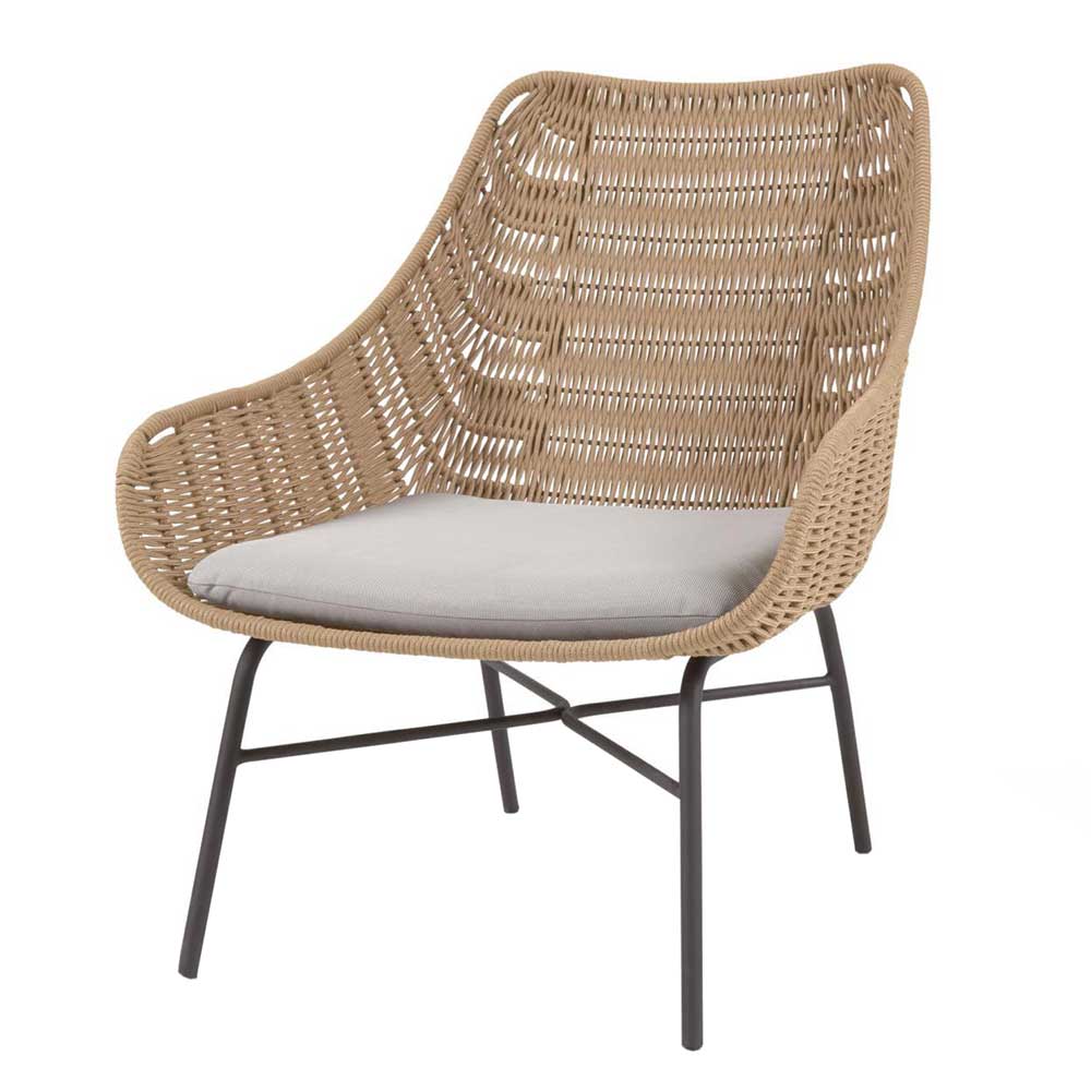 Loungestuhl aus Kordelgeflecht in Beige - Abecra (2er Set)