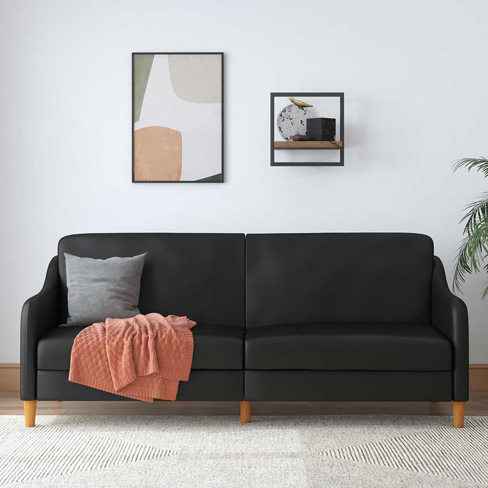 Kunstleder Schlafsofa in Schwarz - Marc