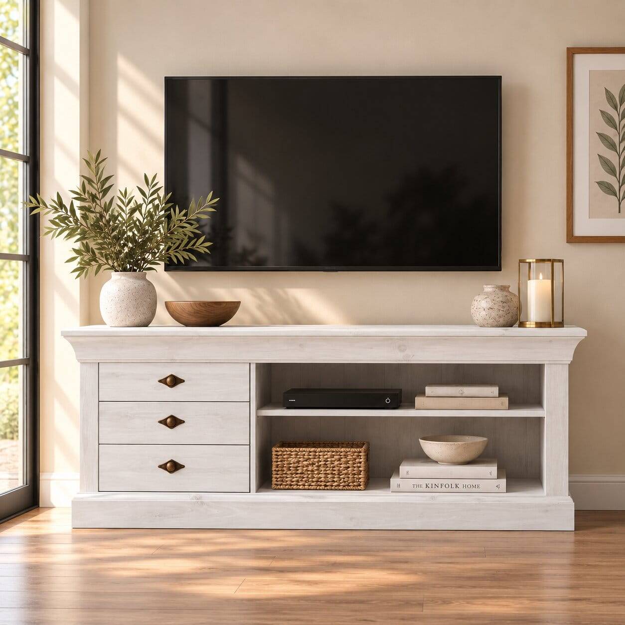 TV Board Satumare aus Kiefer teilmassiv