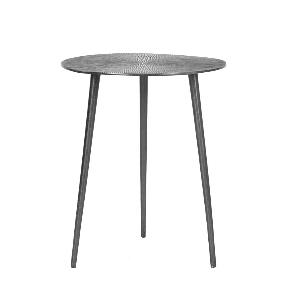 Runder Beistelltisch in Grau mit Antik Finish - Trojar