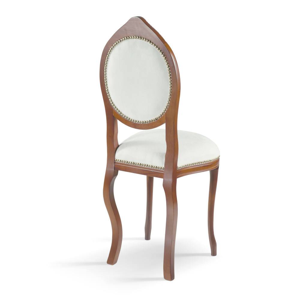 Medaillonstuhl in Creme & Nussbaum Natale aus Massivholz