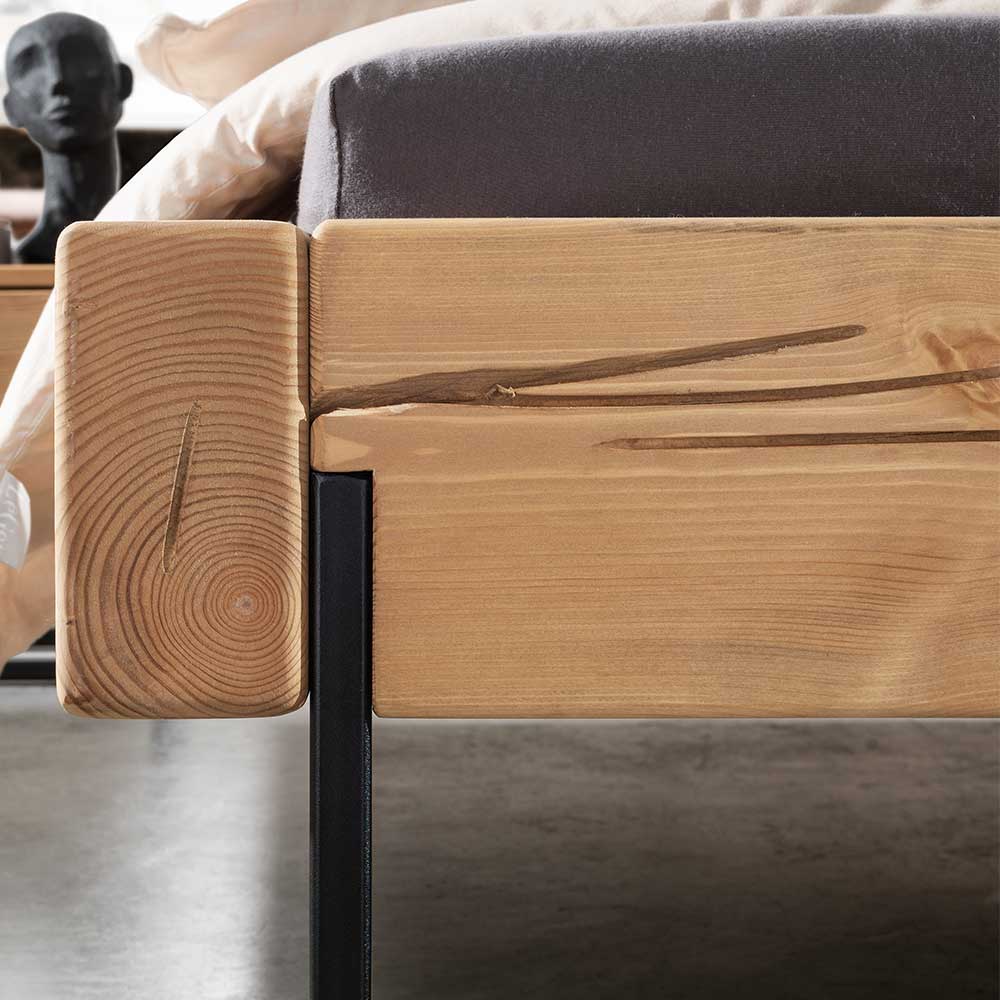 Kiefernholz Balkenbett mit LED Licht - Antina