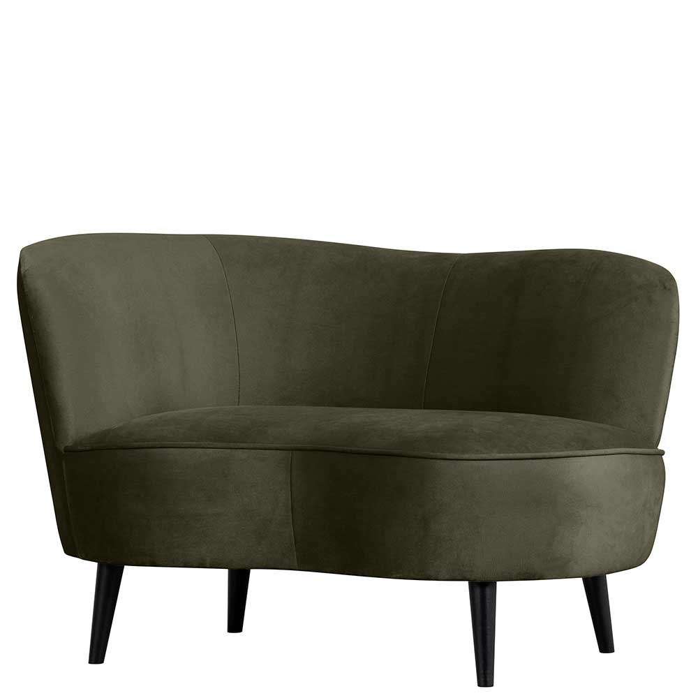 1-Sitzer Retro-Sofa aus Samt in Dunkelgrün - Isydro