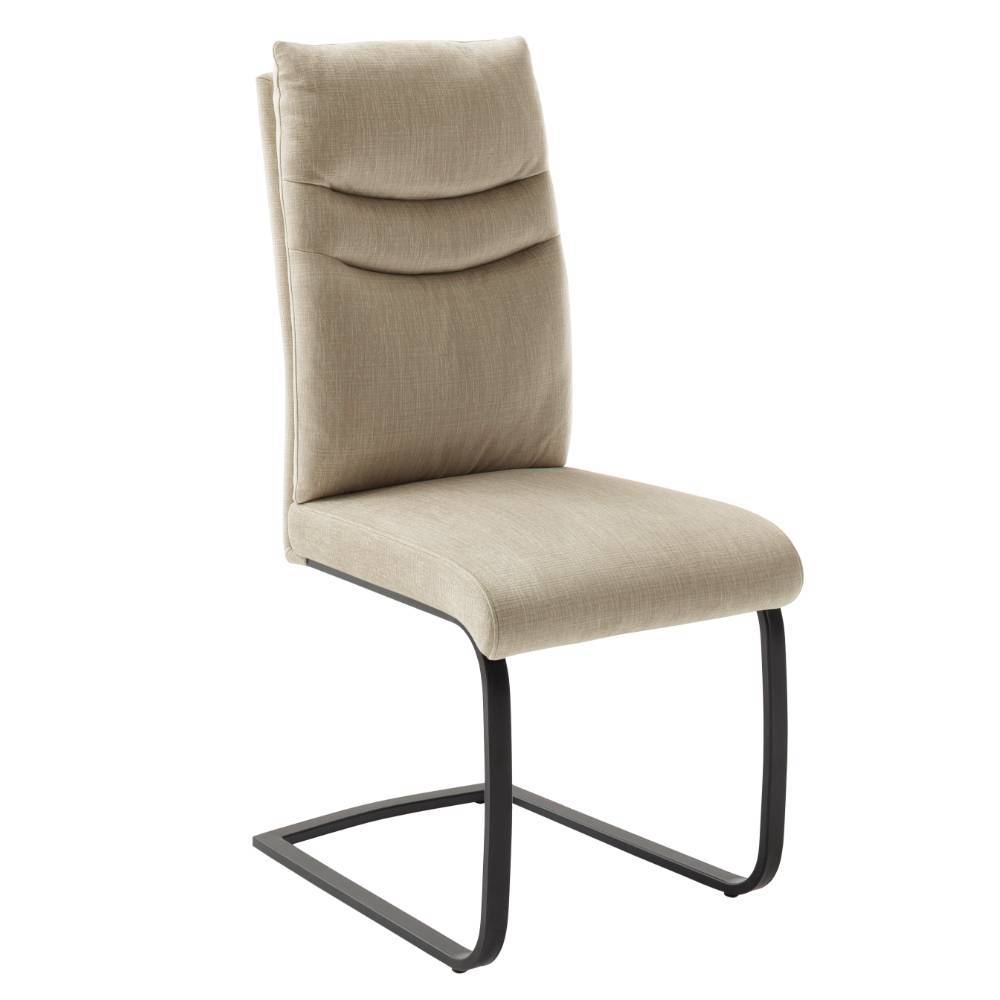 Eleganter cremeweißer Schwingstuhl im 2er Set mit schwarzem Metallgestell für Ihr Esszimmer – Fiamma