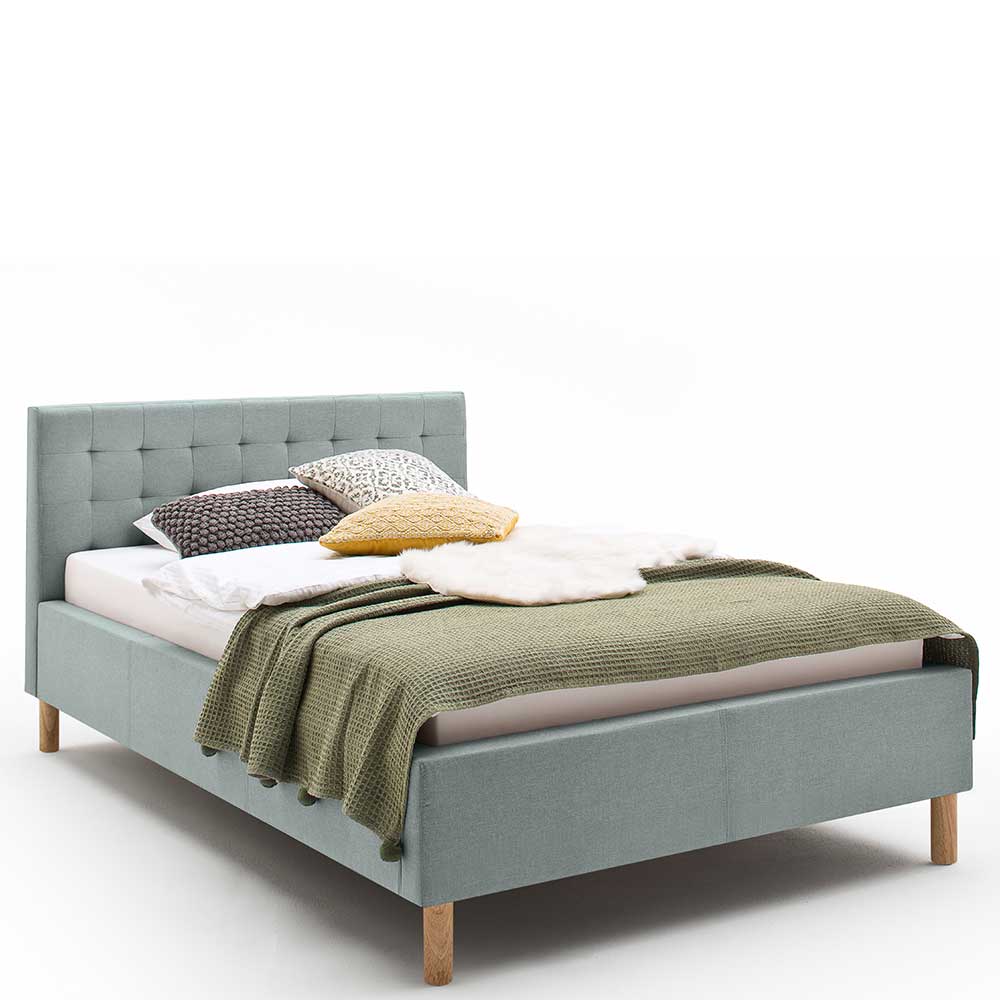 Elegantes Polsterbett in hellem Blau - Plodi
