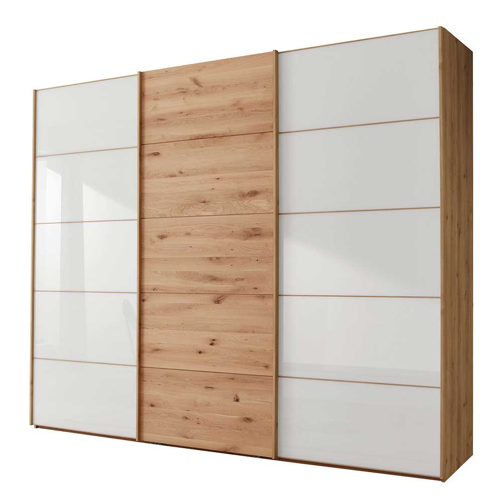 Schiebetürschrank in Weiß Glas - Crucav