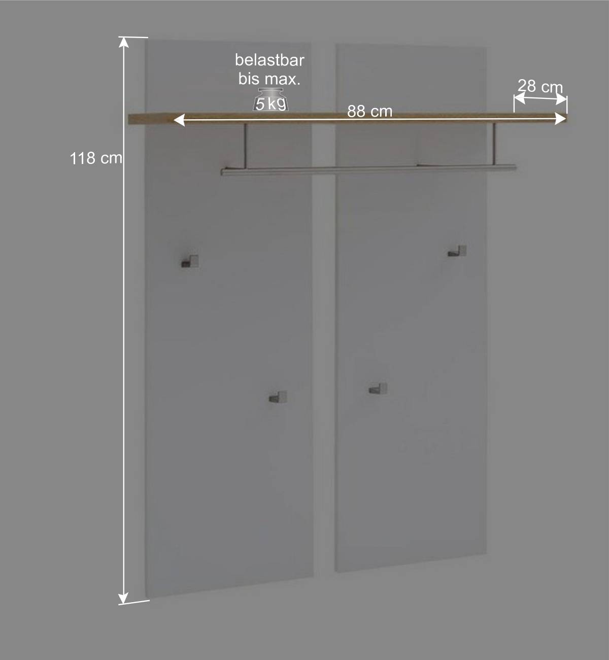 Set Dielen Möbel Kombi mit LED - Nusenia (fünfteilig)