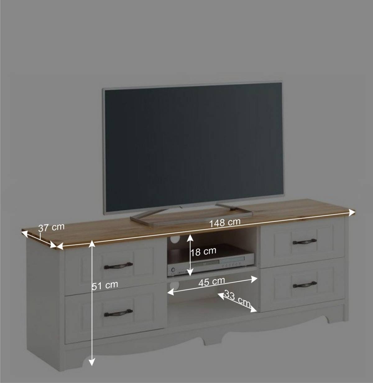 Landhaus TV Bank mit Schubladen - Ribeiro