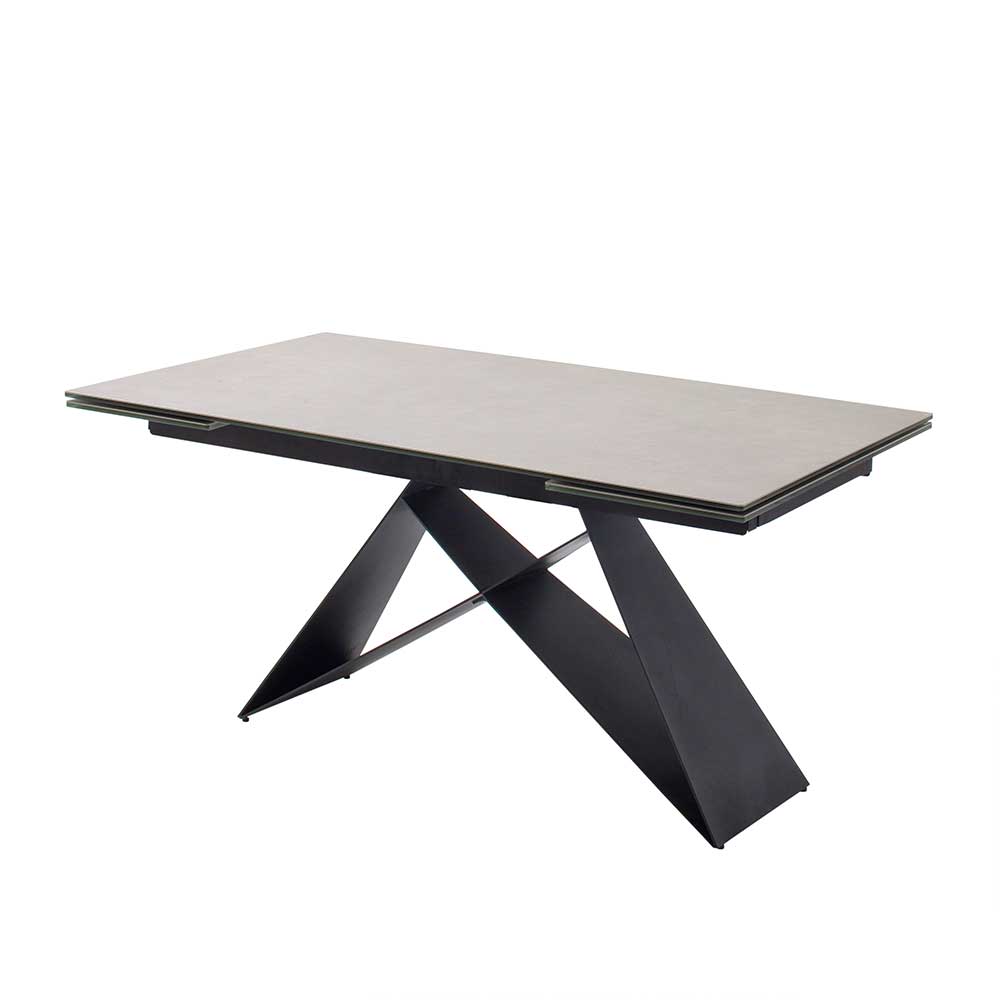 Design Ausziehtisch mit Platte Keramik Hellgrau - Ravia