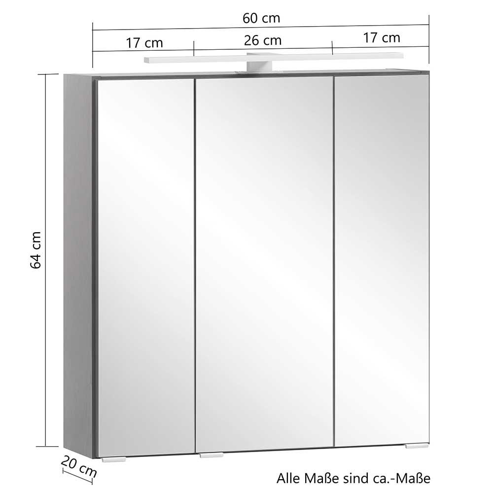 68 cm hoher Spiegelschrank fürs Bad mit LED - Agiruan