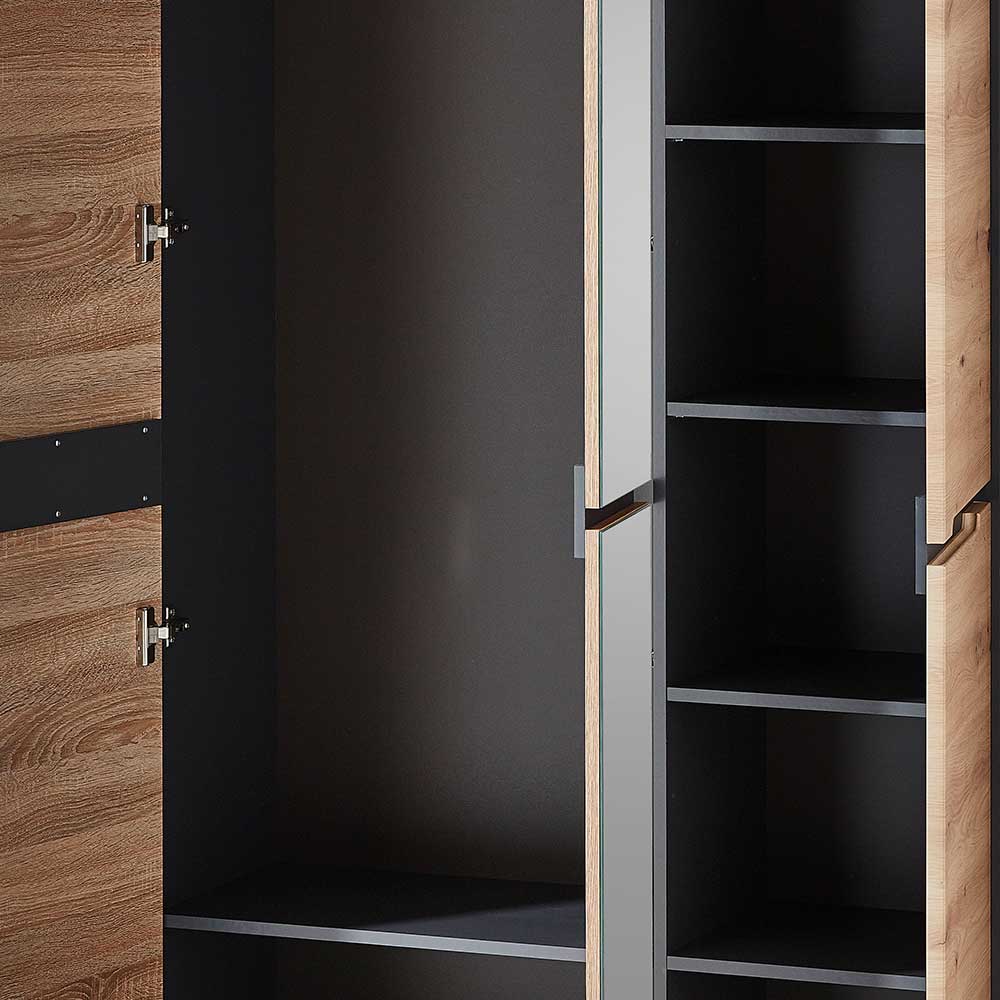 105x192x38 cm Dielen Kleiderschrank mit Spiegel - Kuetra