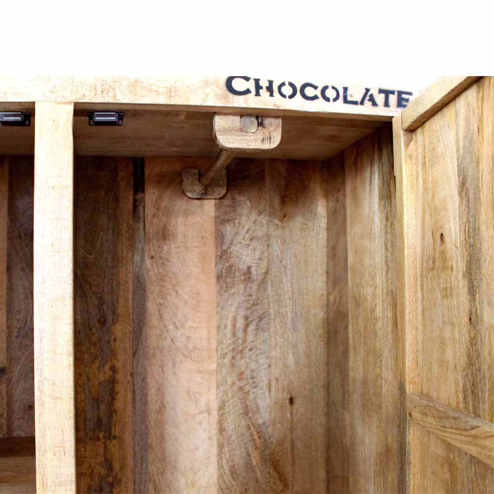 Industry Dielenschrank Indri aus Holz rustikal mit Schrift-Drucken