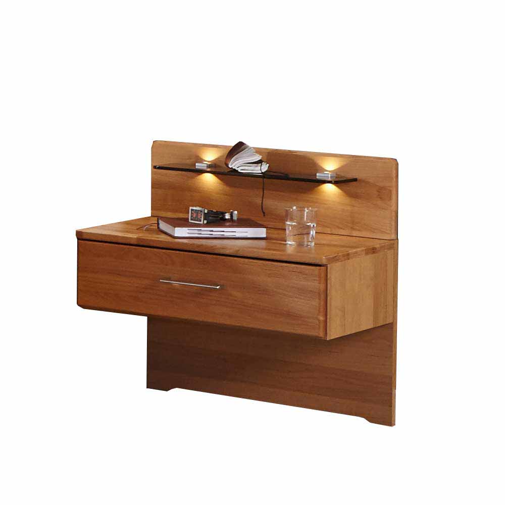 Nachtkonsolen Set Apolios mit Glasablage beleuchtet (2er Set)