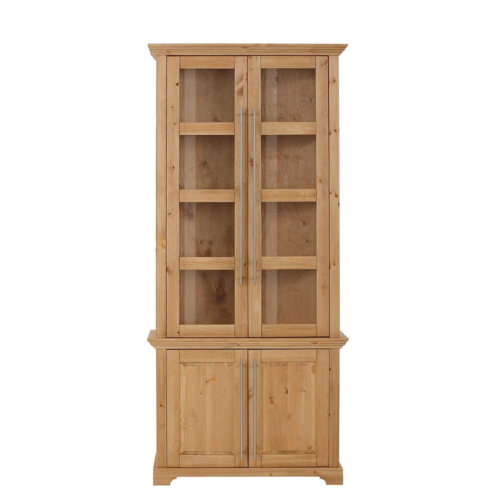 94x210x39 Kiefernholz Vitrine - Landhaus modern - Noellisa