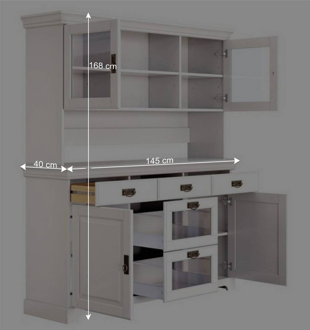 Weißes Buffet Schrank aus Kiefer massiv - Akbelev