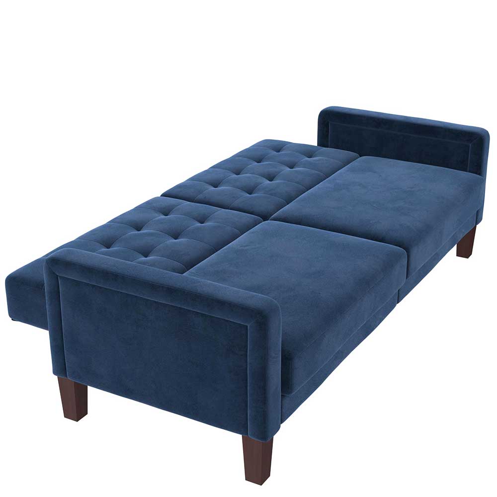 Retro Bettsofa in Blau Samt - Silvaria