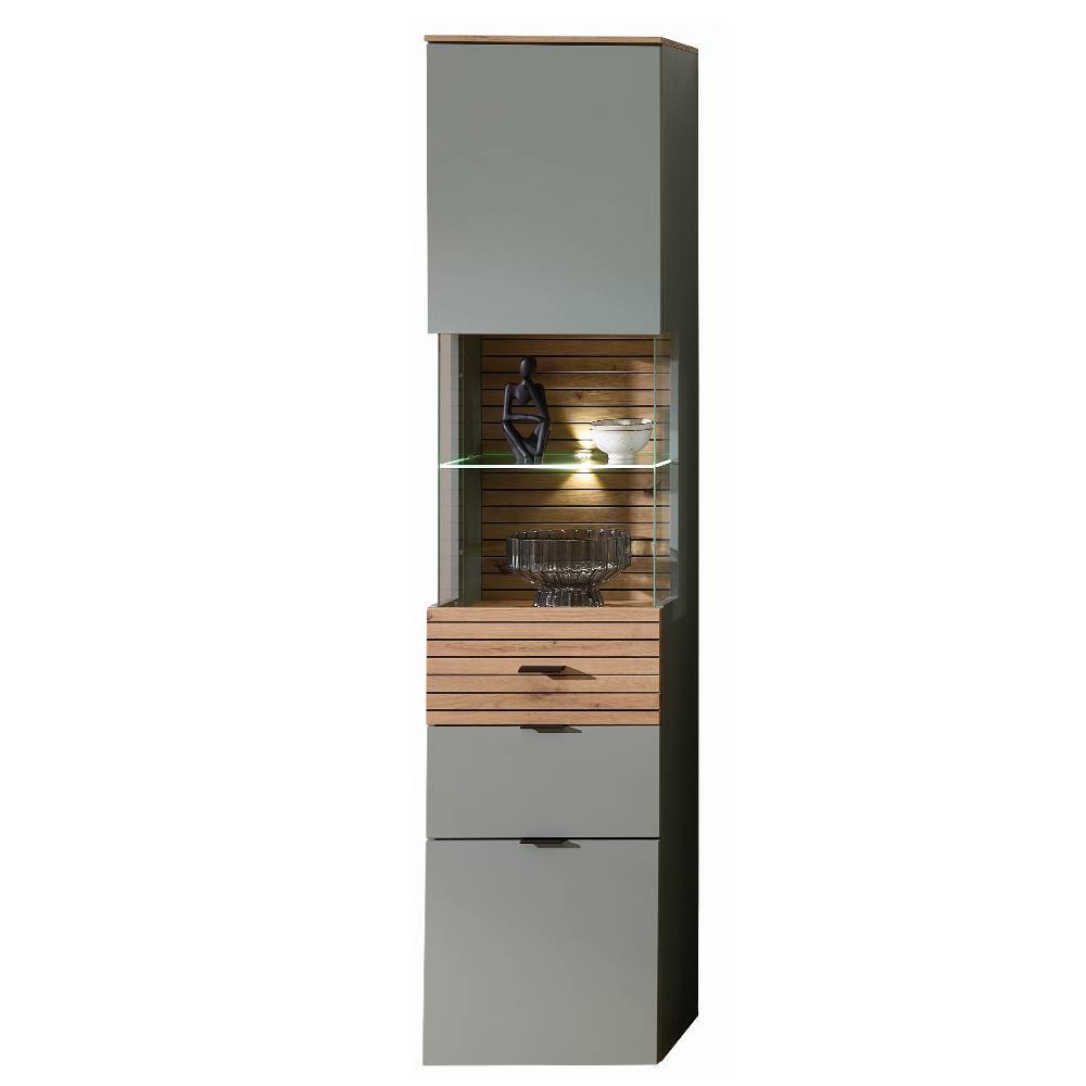 Vitrine in Graugrün und Wildeiche - Halimi