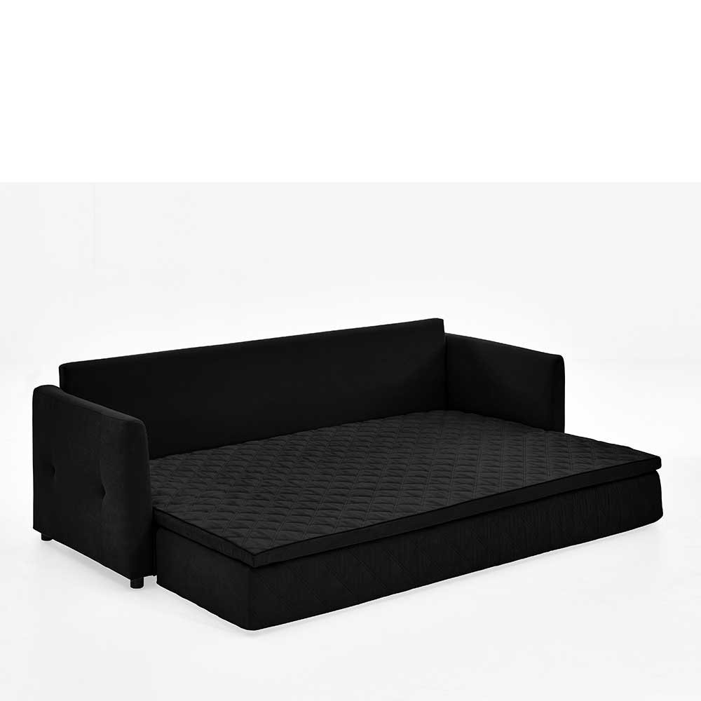 H2 Schlafcouch mit Topper in Schwarz Stoff - Casmanian