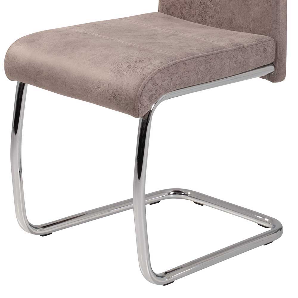 Moderner Schwingstuhl in Beige - Olivia (2er Set)