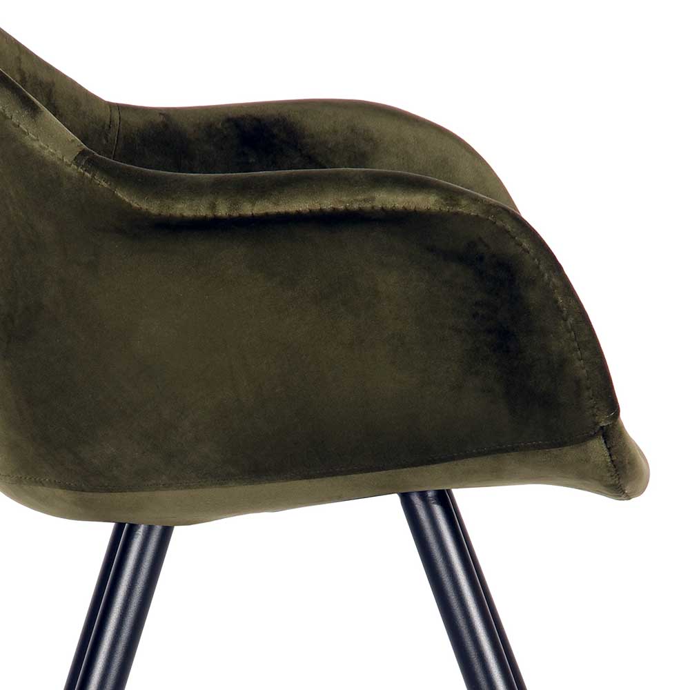 Velvet Armlehnenstuhl in Oliv Grün - Inny (2er Set)