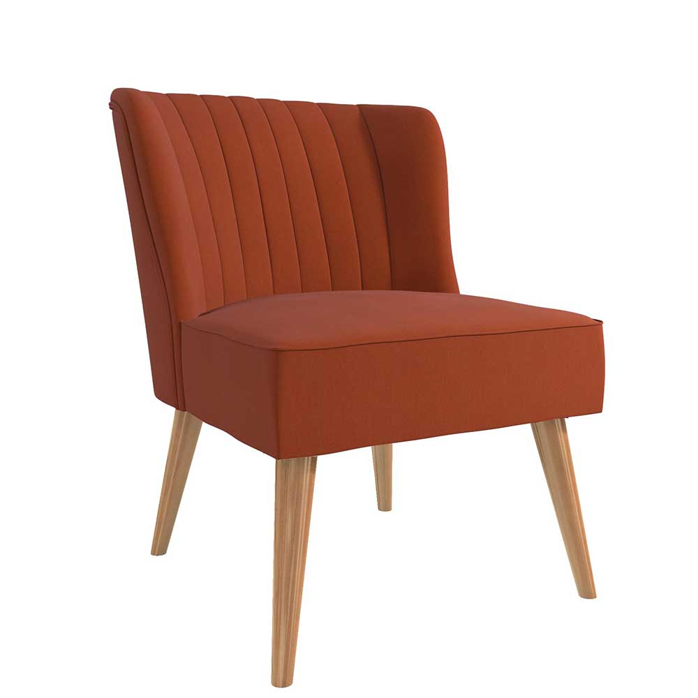 Mid Century Polstersessel in Ziegelrot und Natur - Elhan