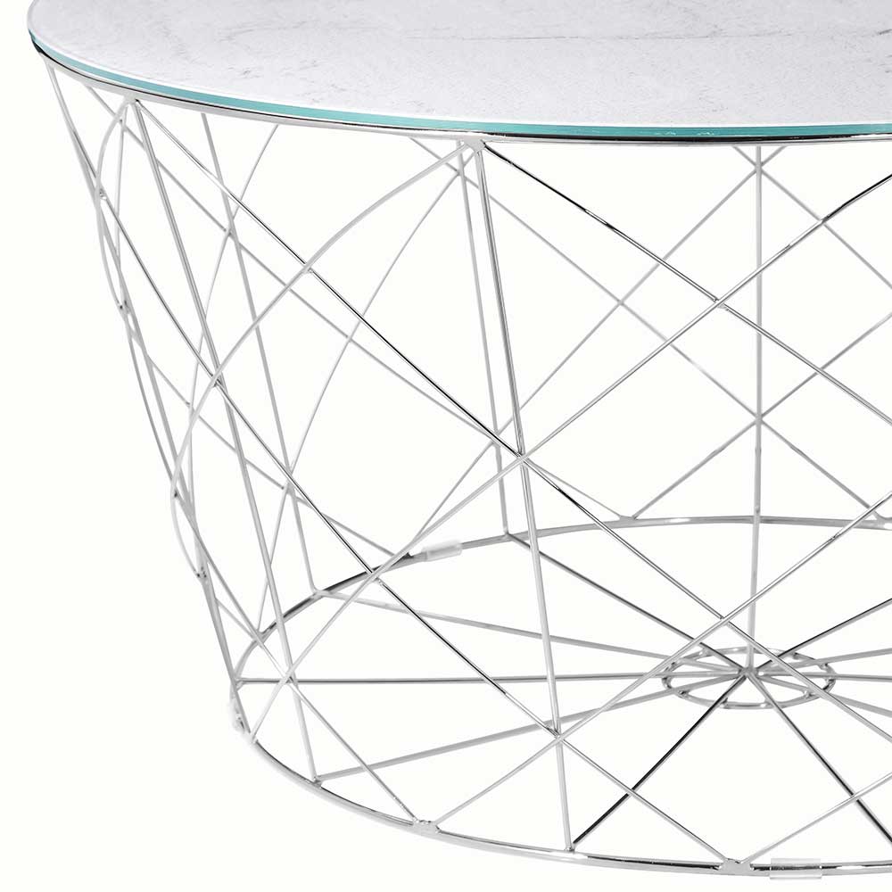 Runder Sofatisch aus Glas Marmoroptik - Enrician
