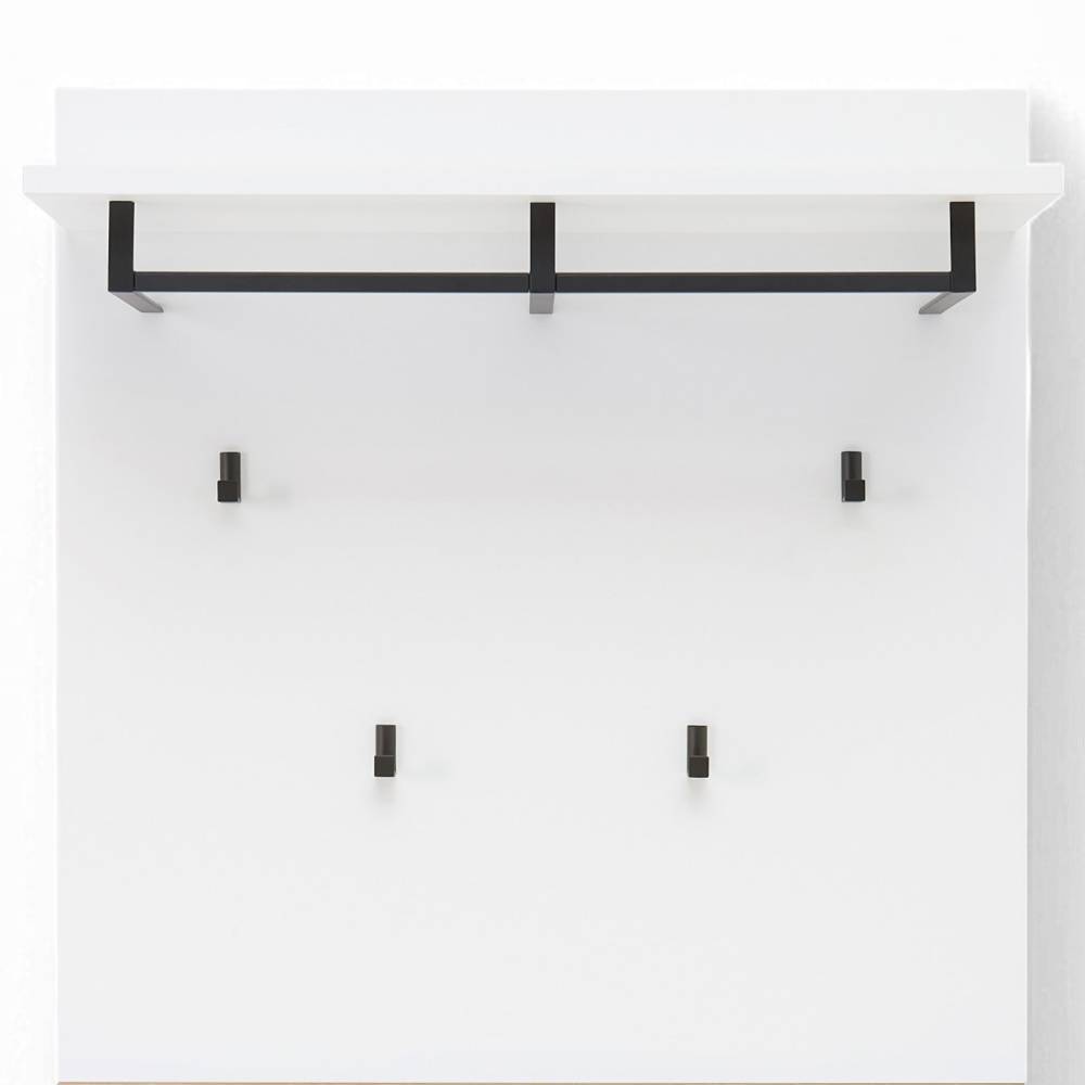 80cm breites Garderobenpaneel in Weiß und Eiche - Anesto