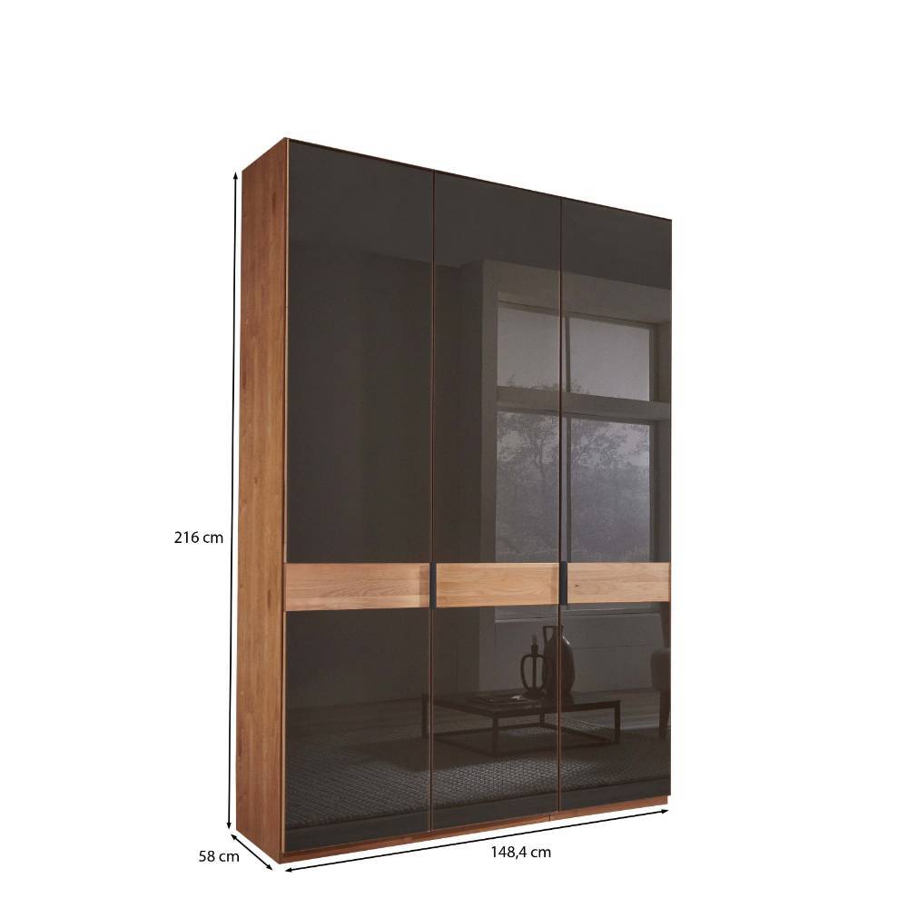 Glasfront-Schlafzimmerschrank in Dunkelbraun - Hung