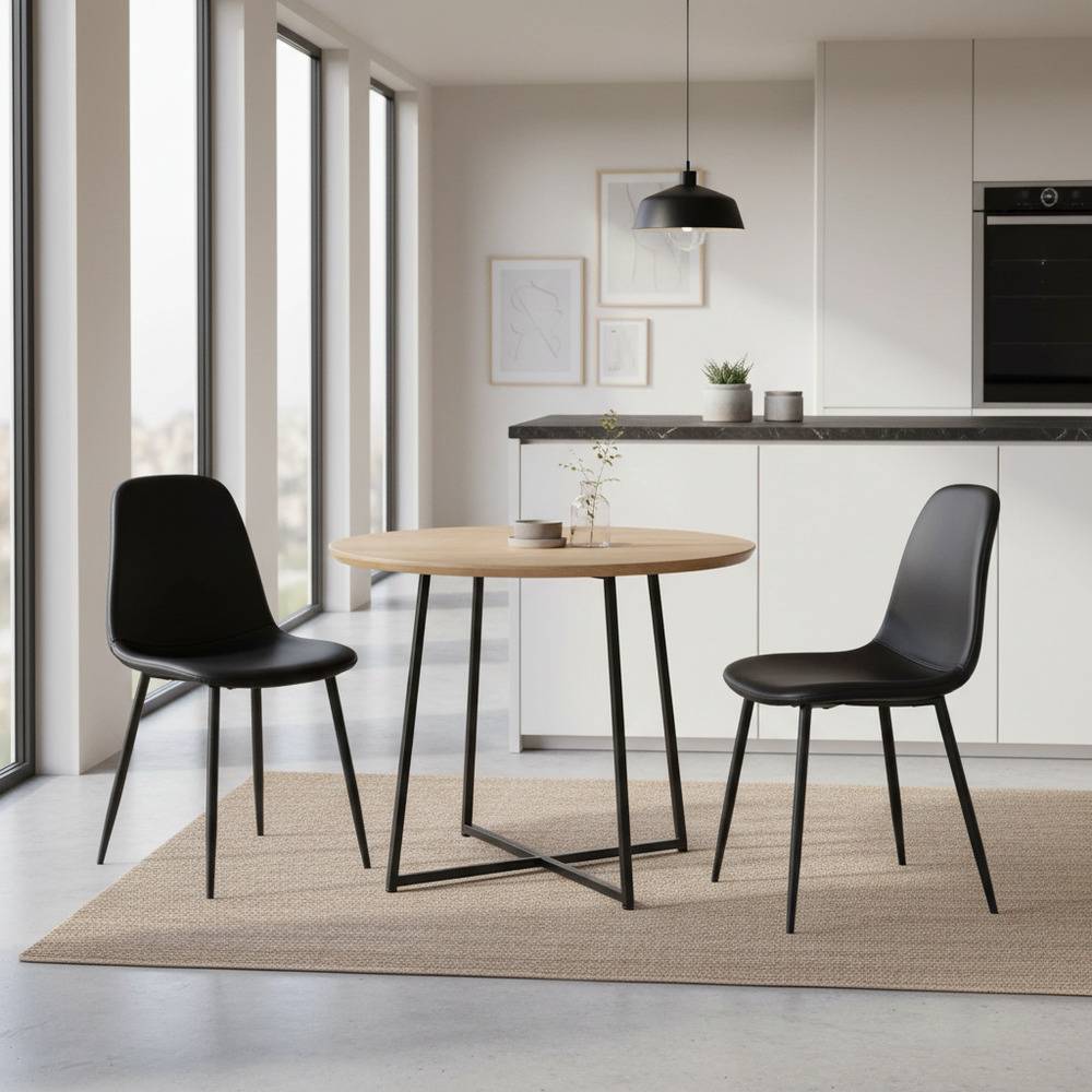 Schwarze Schalenstühle aus Kunstleder - Spiaggo (2er Set)