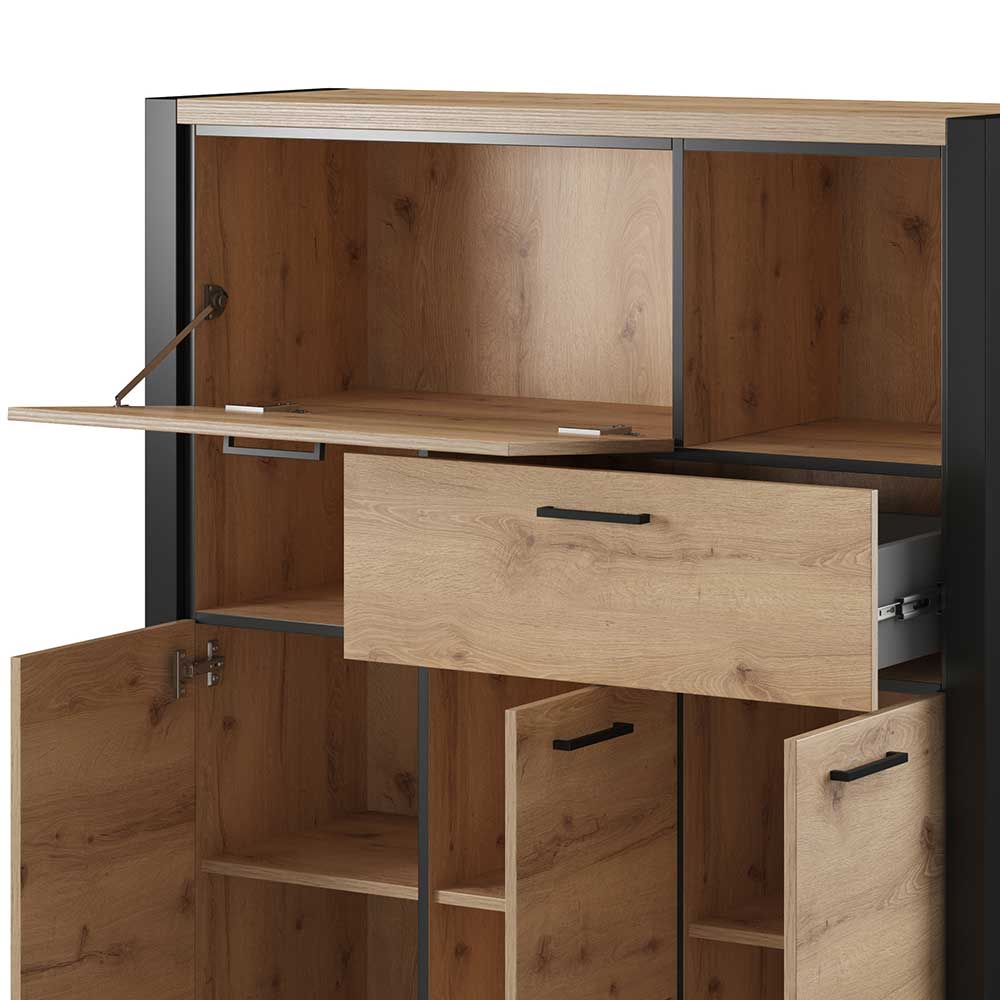 120x140x41 Highboard mit Klappe & 3 Türen - Zavorra