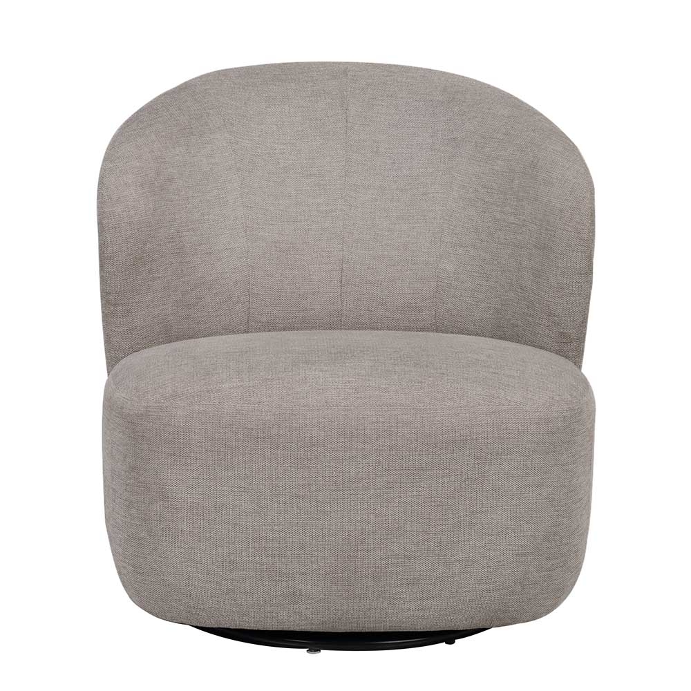 Moderner Polstersessel in Beige Stoff mit runder Rückenlehne und kompaktem Design – Heavy