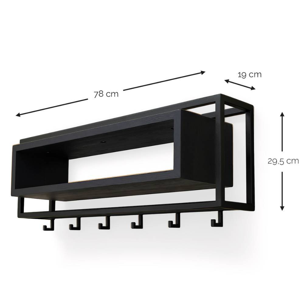 Schwarze Design-Wandgarderobe aus Stahl - Jaliasda