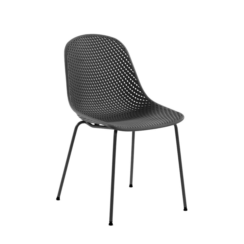Graue Küchenstühle mit Schalensitz - Dresconio (4er Set)