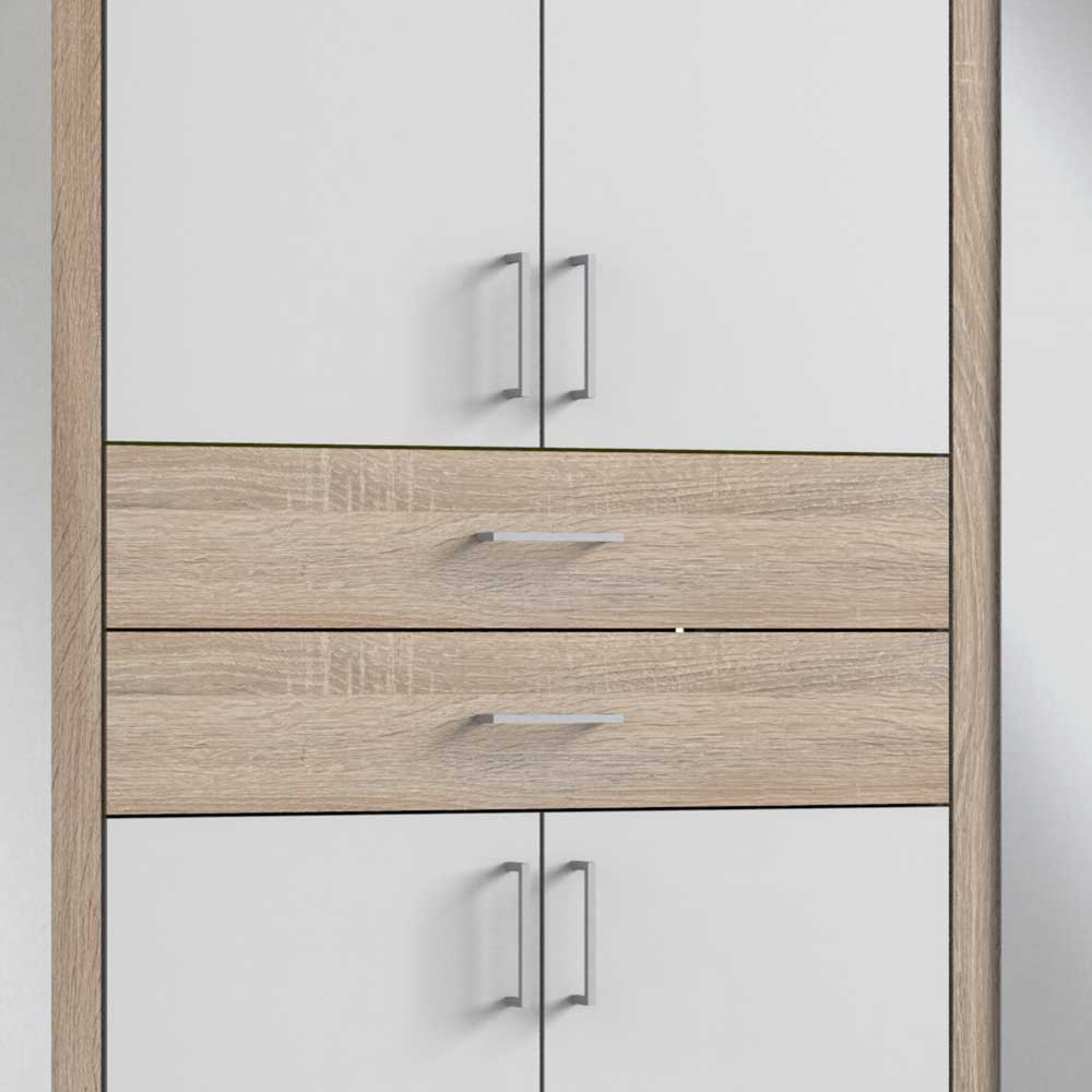 Kleiderschrank in Eiche Sägerau NB & Weiß - Veladrano