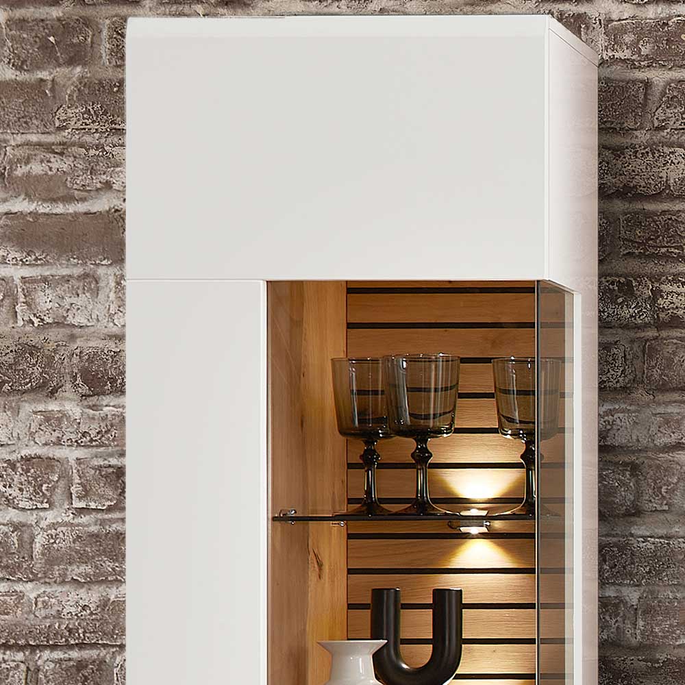 Wohnzimmer Anbauwand in Weiß mit Wildeiche - Niam (dreiteilig)