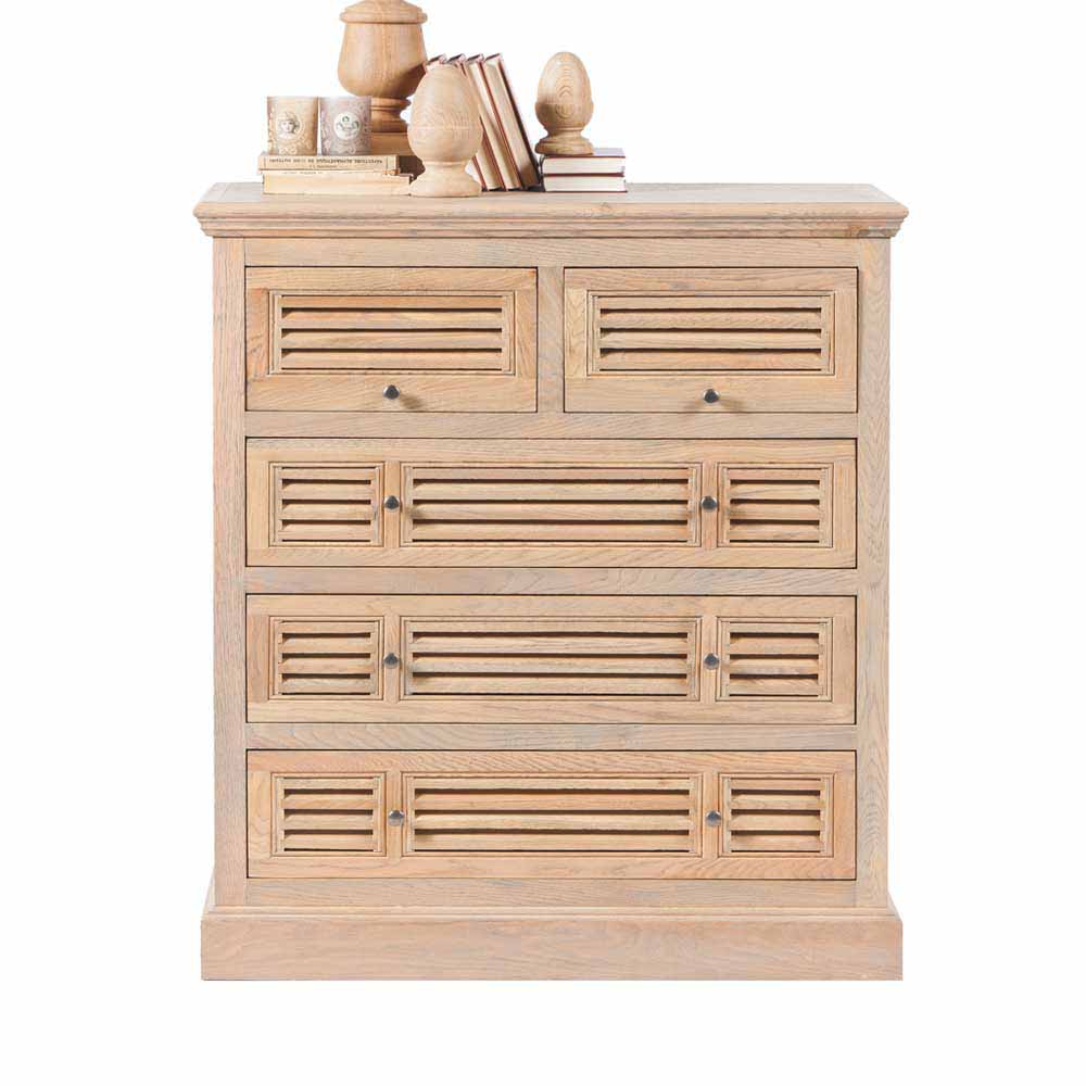 Vintage Kommode mit Lamellen Front Taunton aus Eiche teilmassiv