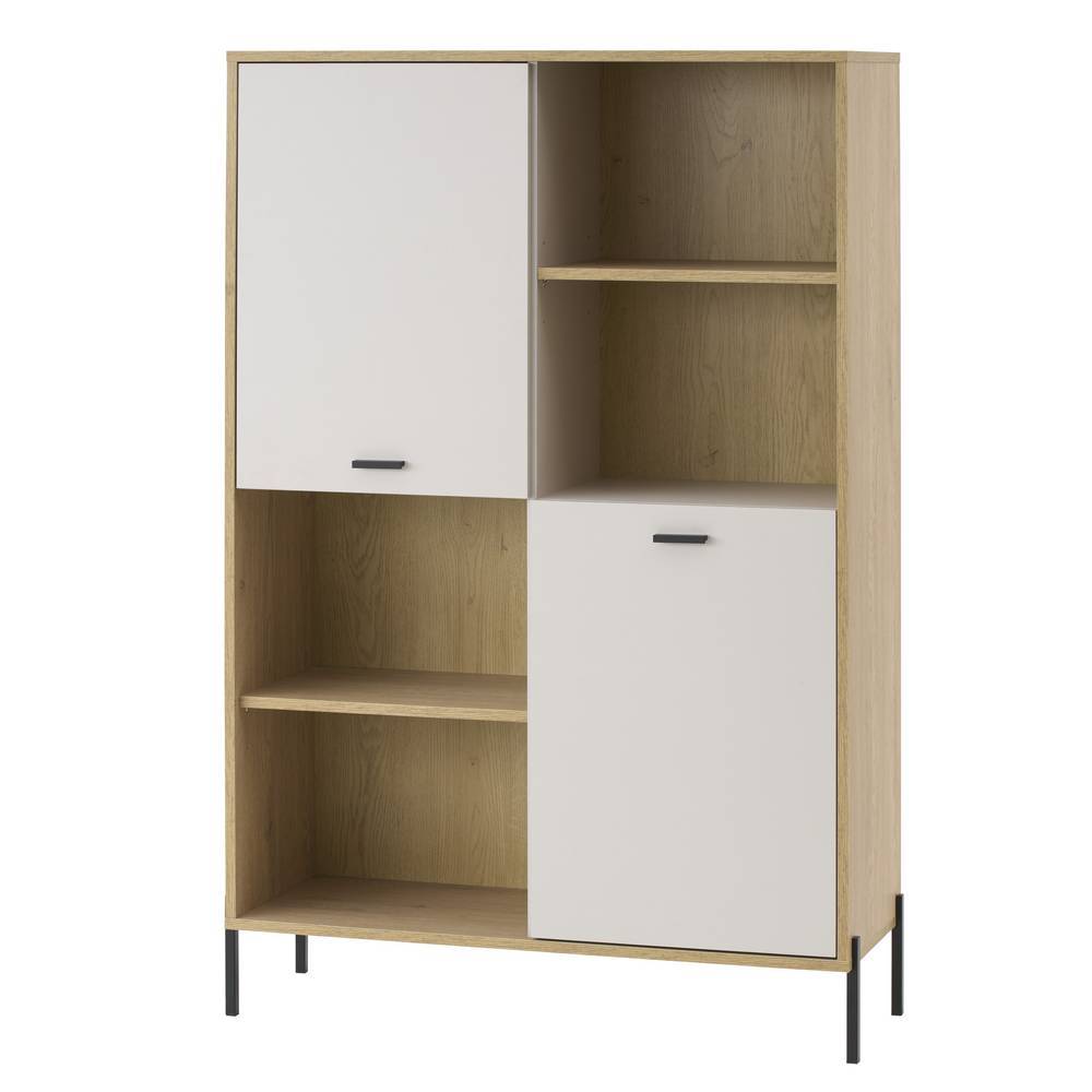 Praktischer Wohnzimmerschrank in Beige und Eiche Holzoptik für ein stilvolles Zuhause – Dasanti