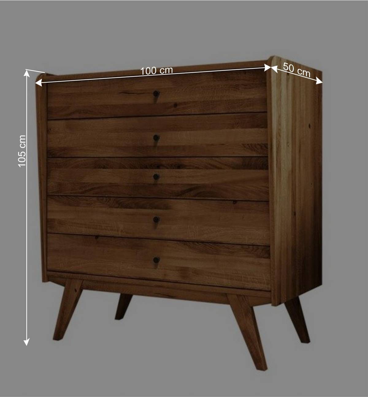 100x105x50 Midcentury Kommode aus Wildeiche - Hardus