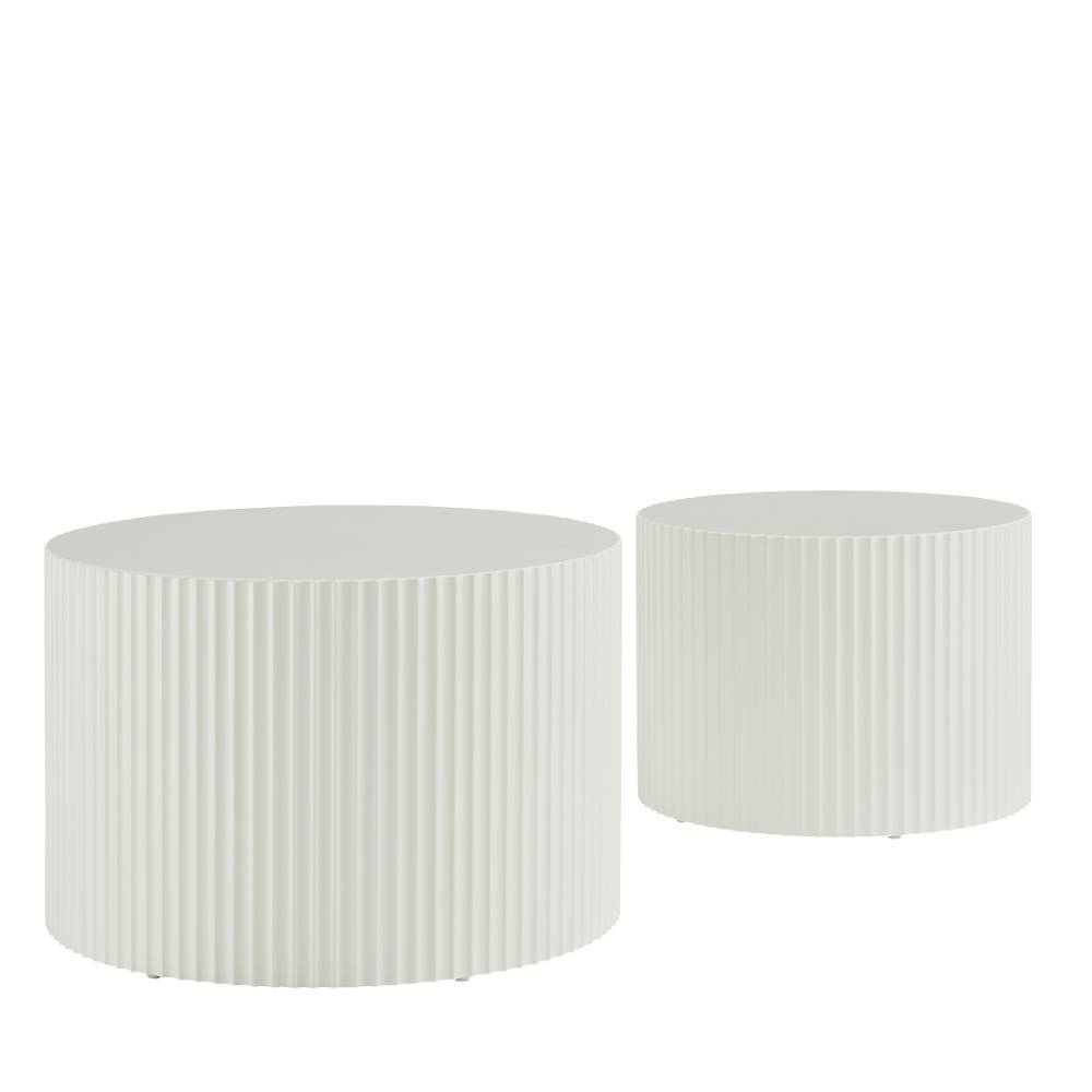 Couchtisch Duo in mattem Naturweiß - Flarinca (zweiteilig)