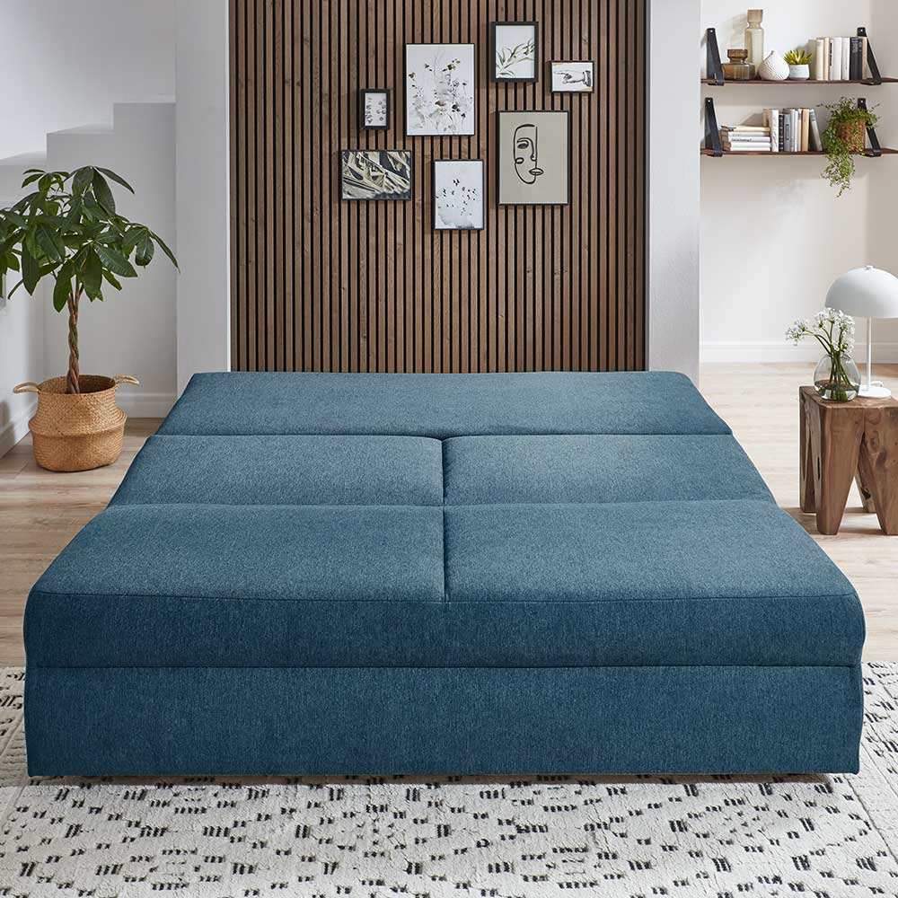 Moderne Klappcouch in Petrol Blau - Crocetta