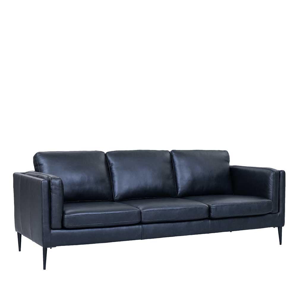 Retro Design Ledercouch in Schwarz - Griffina
