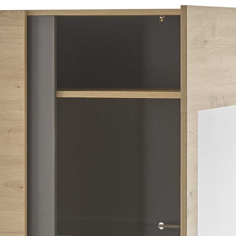 72x154x40 Vitrine in Wildeiche & Dunkelgrau - Lairian