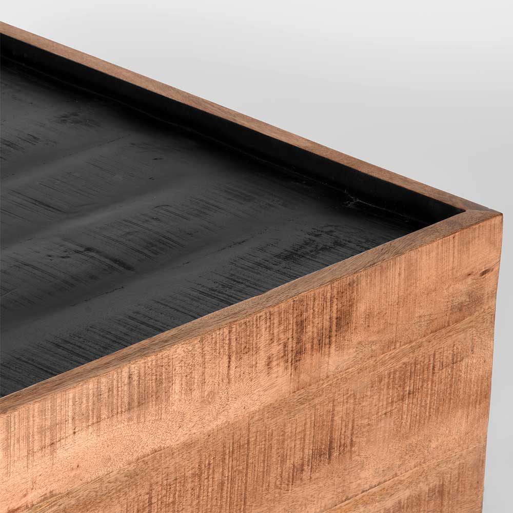 80x37x80 Holz Couchtisch in Schwarz & Natur - Lutos