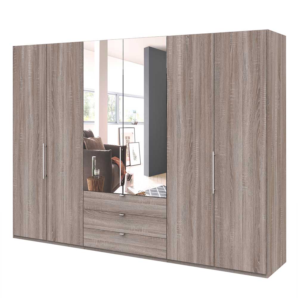 300 cm breiter Falttürenschrank in Holzoptik dunkel - Riding