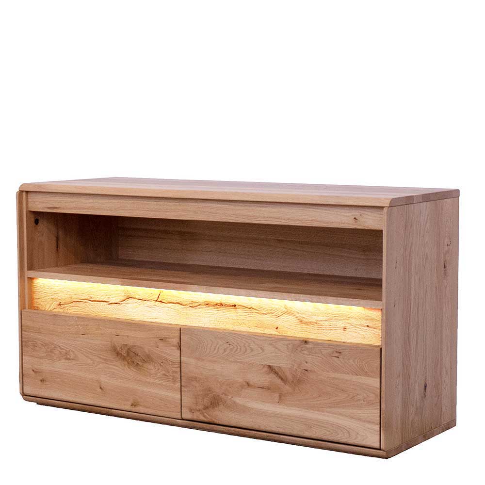Wildeiche Wohnzimmer Möbel Wohnwand - Acmida (vierteilig)
