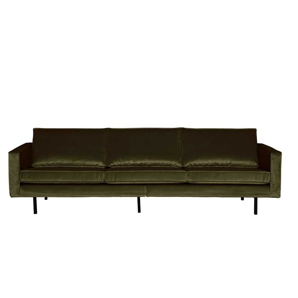 Dunkelgrünes Retrosofa mit Velvet Bezug Lasirena als 3-Sitzer