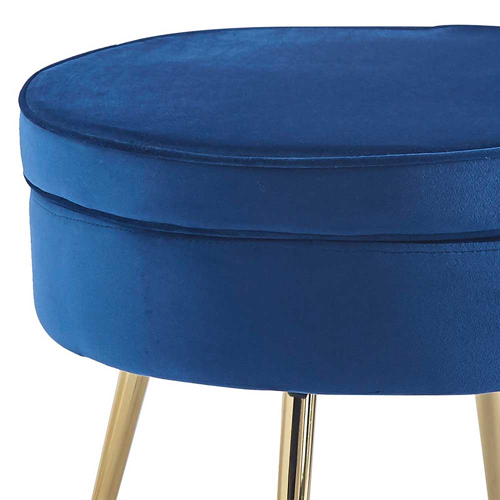 Design Polsterhocker in Blau Samtbezug - Dotagon