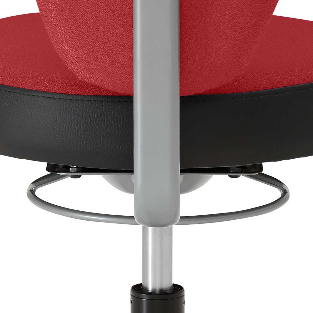 Office Hocker mit Lehne in Rot Schwarz - Winter