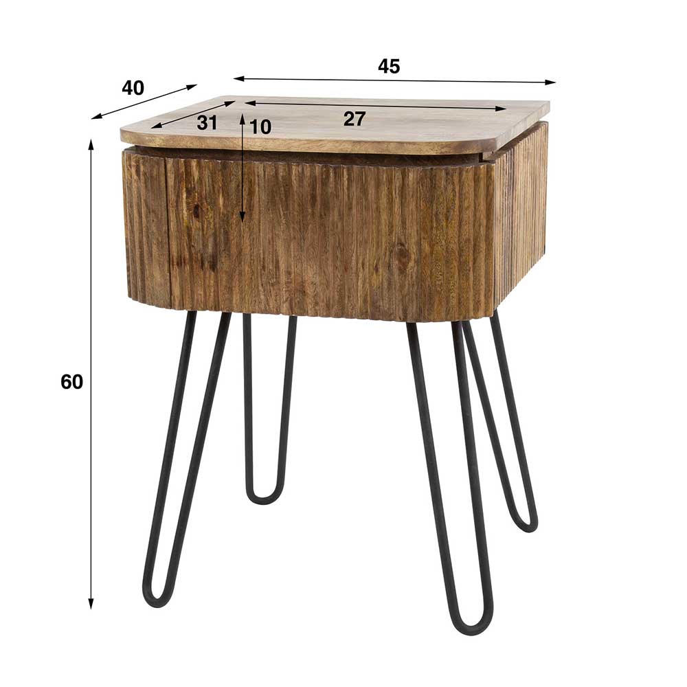 45x60x40 Nachtkommode in Holz Sandfarben - Pysero