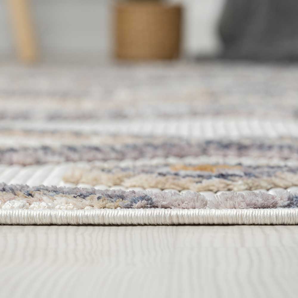 Teppich mit Rauten Muster in Beige und Weiß - Nikolan